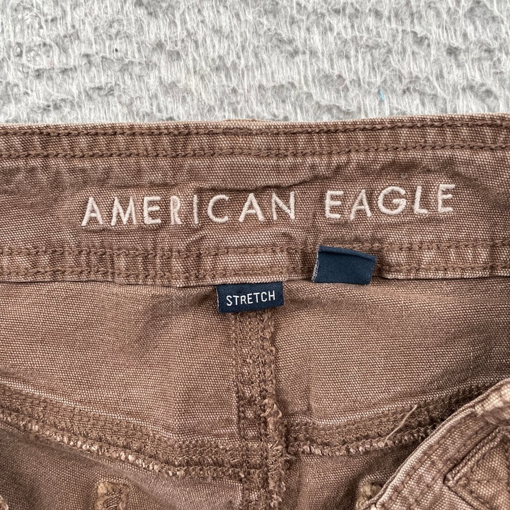 American Eagle Pants Womens 0 Brown Stovepipe Stretch High Rise Patch Pockets - Picture 3 of 10
